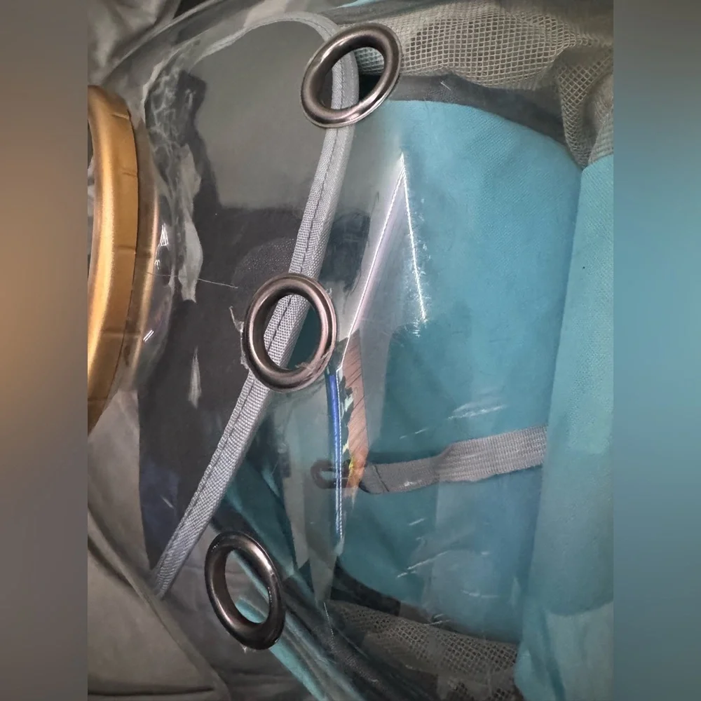 Pet backpack carrier teal/black/clear great condition